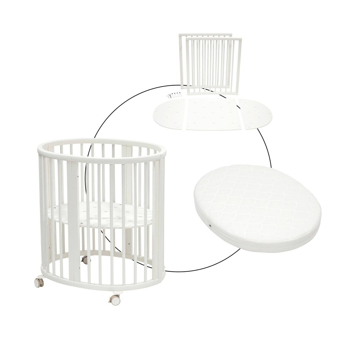 Sprinkelseng Sleepi Mini med madrass og ombyggingssett i bøk - Stokke