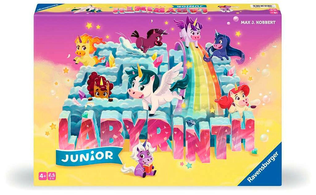 Einhorn Junior Labyrinth brettspill forfra med spillbrett og brikker