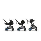 Elektrisk barnevogn e-GAZELLE S Moon Black sammenfoldet