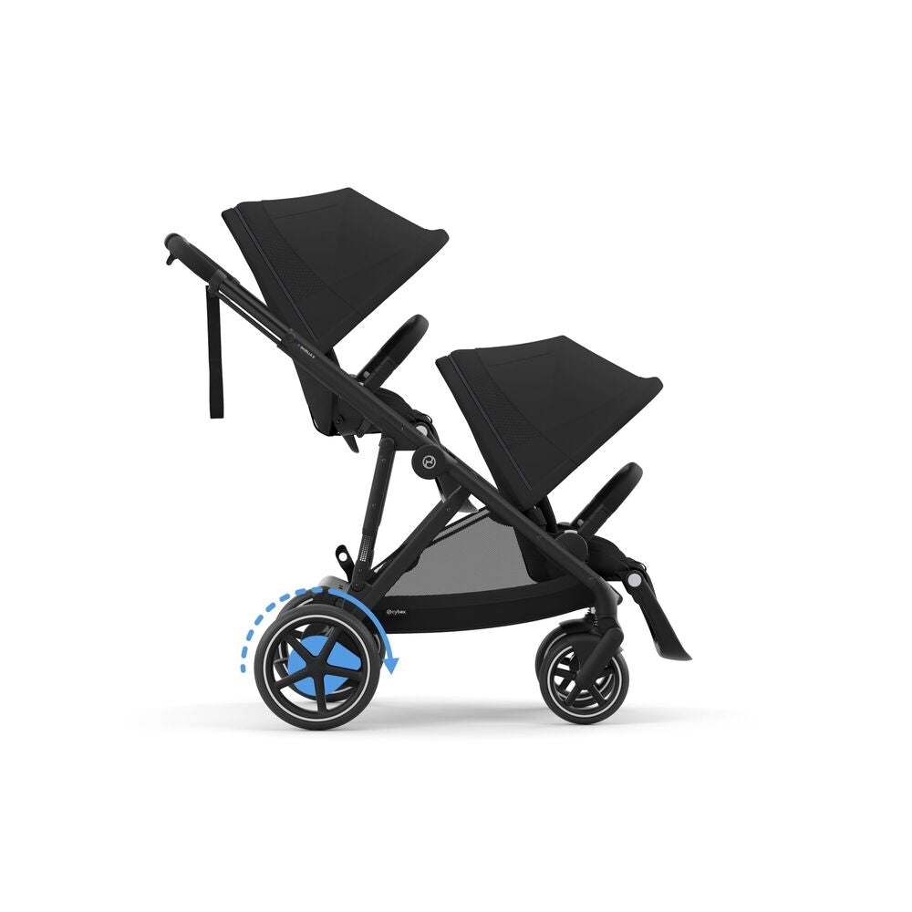 Elektrisk barnevogn e-GAZELLE S Moon Black med handlekurv