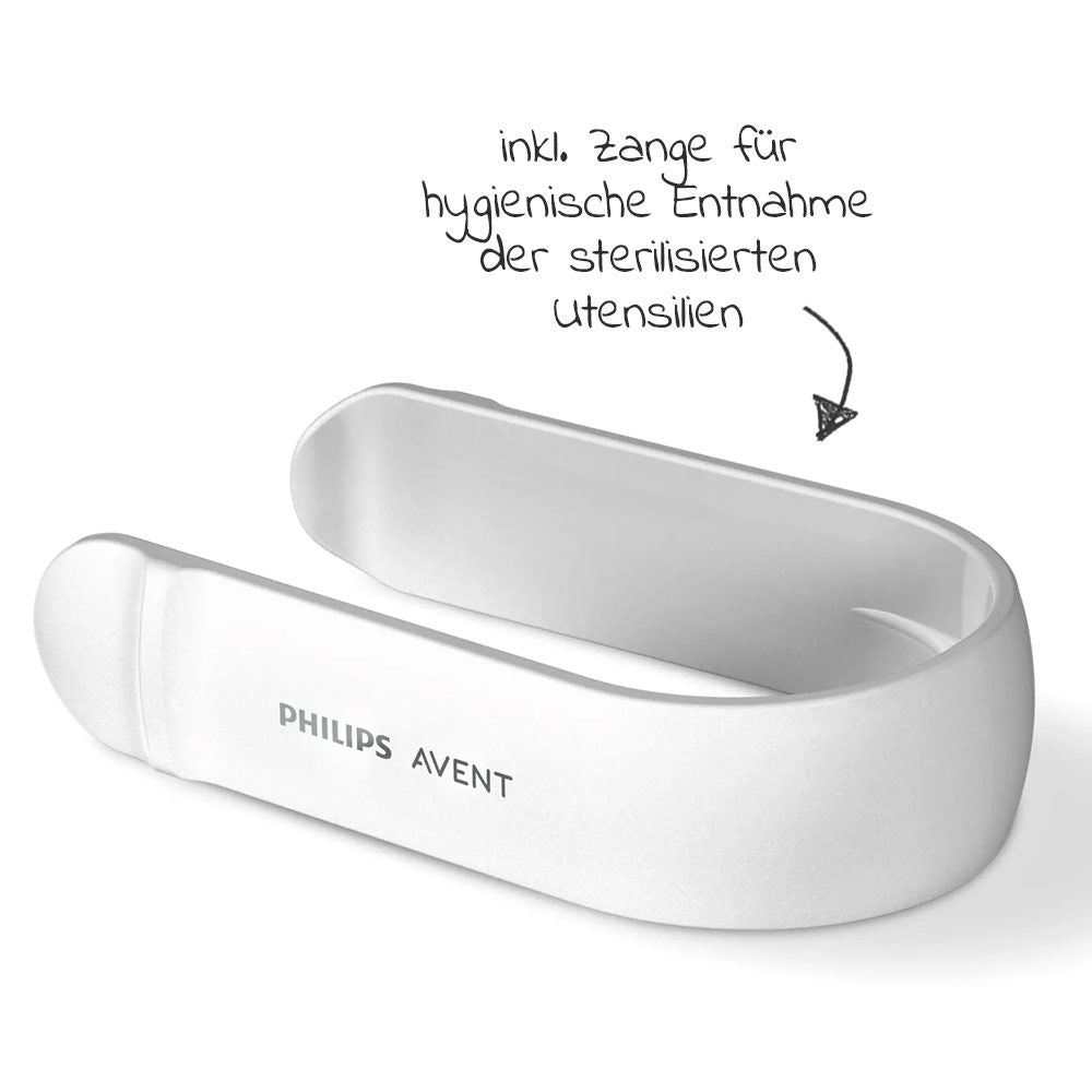 Nærbilde av flasketang inkludert med Elektrisk dampsterilisator 2-i-1 SCF291/00 Philips Avent