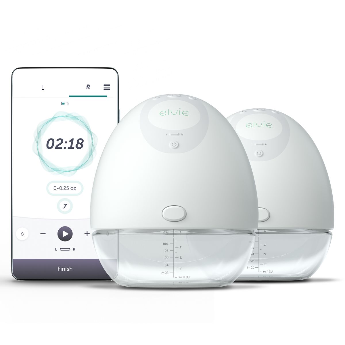 Elektrisk dobbel brystpumpe Pump med app-styring - Elvie forfra