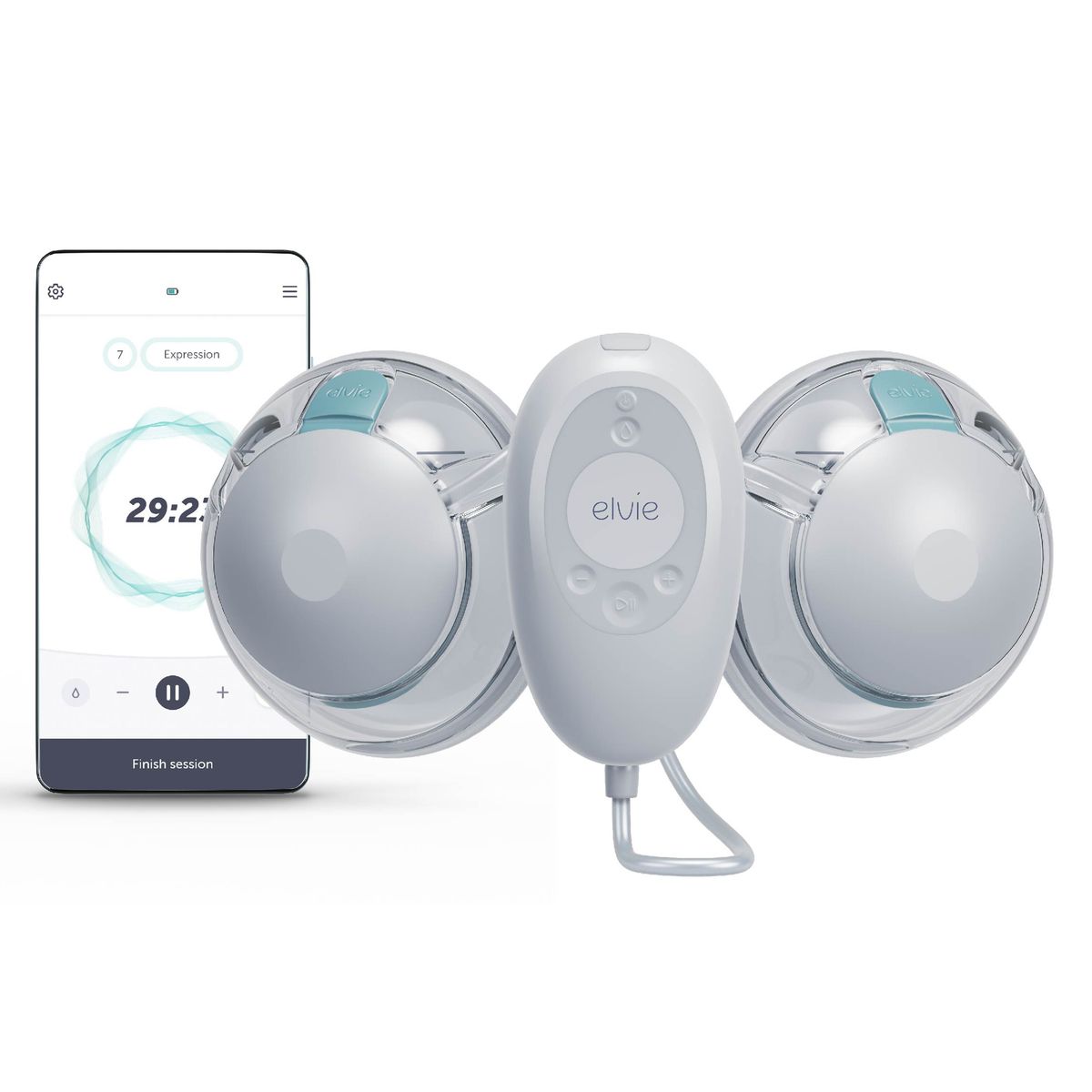Elektrisk dobbel brystpumpe Stride 2 med 5 innlegg - Elvie front