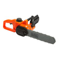 Elektronisk kjedesag Black+Decker med lys og lyd forfra