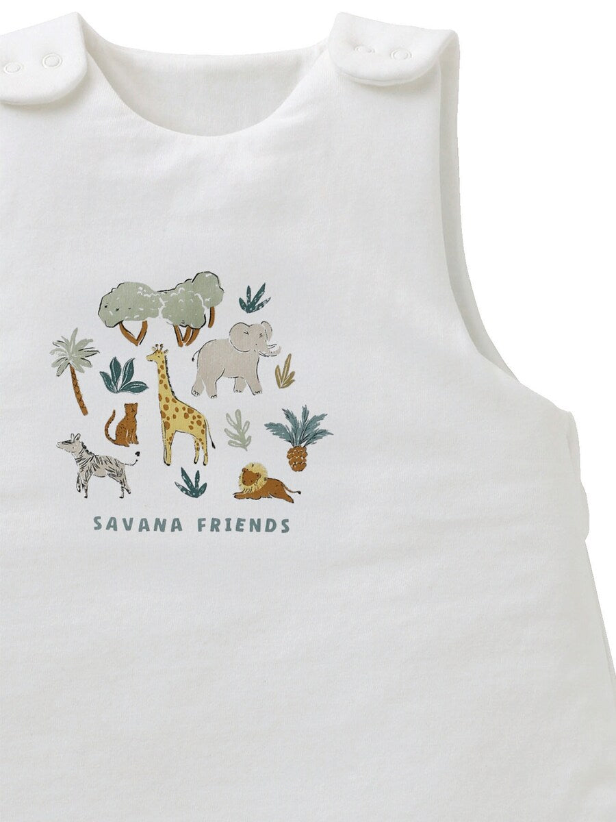 Detalj av glidelås og knapper på Ermeløs sovepose for baby jersey bomull TOG 2,5