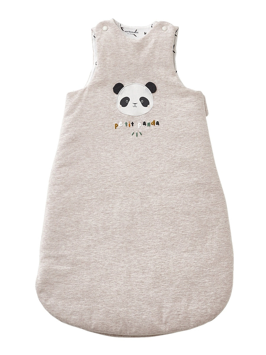 Ermeløs sovepose for baby KLEINER PANDA i jersey forfra