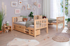 Oversikt av Etasjeseng Sammy furu natur 90x200 cm med sengekasse