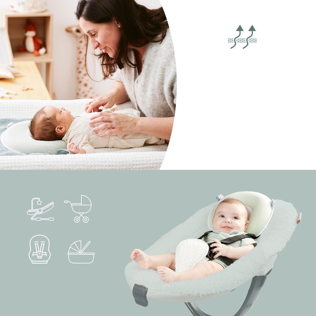 Hodepute Cosyhead Fresh for baby fra fødsel til 3 mnd - Babymoov