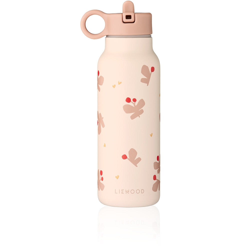 Falk drikkeflaske 350 ml rustfritt stål butterfly/apple blossom forfra