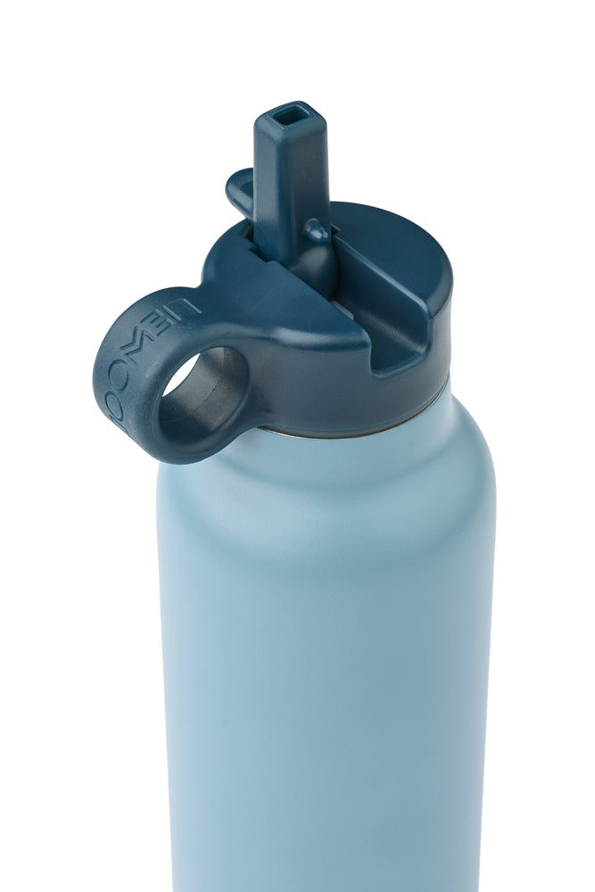 Falk vannflaske 500 ml resirkulert stål tiger beach blue med pop-up-strohalskork
