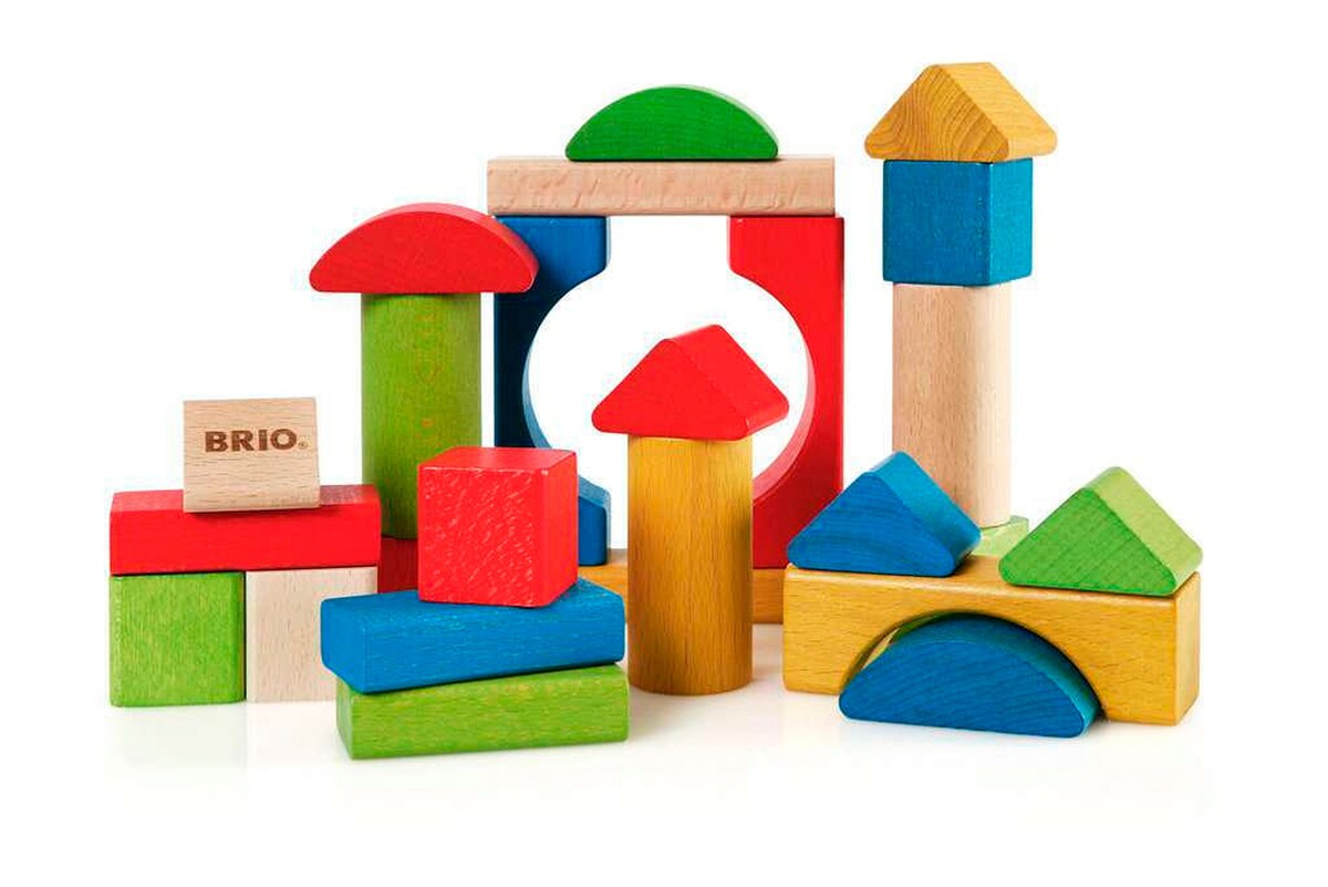Fargede treklosser 25 deler i 7 former - BRIO bakside