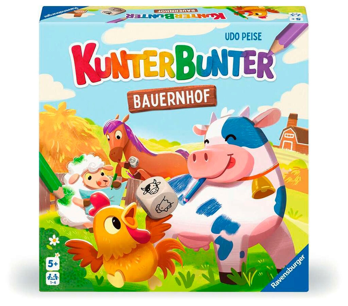 Fargerik bondegård terningspill fra 5 år, 1-4 spillere forside