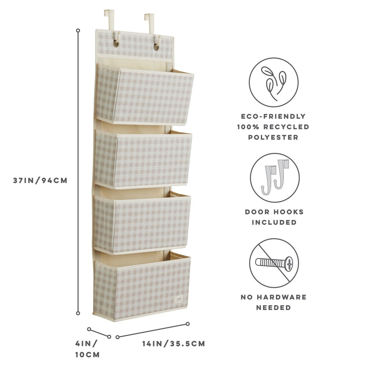 Hengeoppbevaring med 4 lommer 94x33 cm - 3 Sprouts