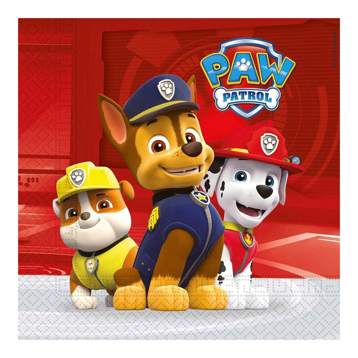 Festsett Paw Patrol 45 deler med kopper og servietter nærbilde