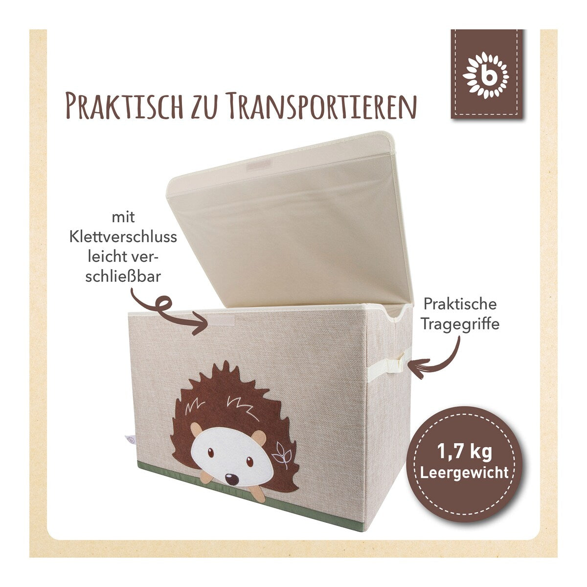 Oppbevaringskiste med lokk 36x51x36 cm polyester - Bieco