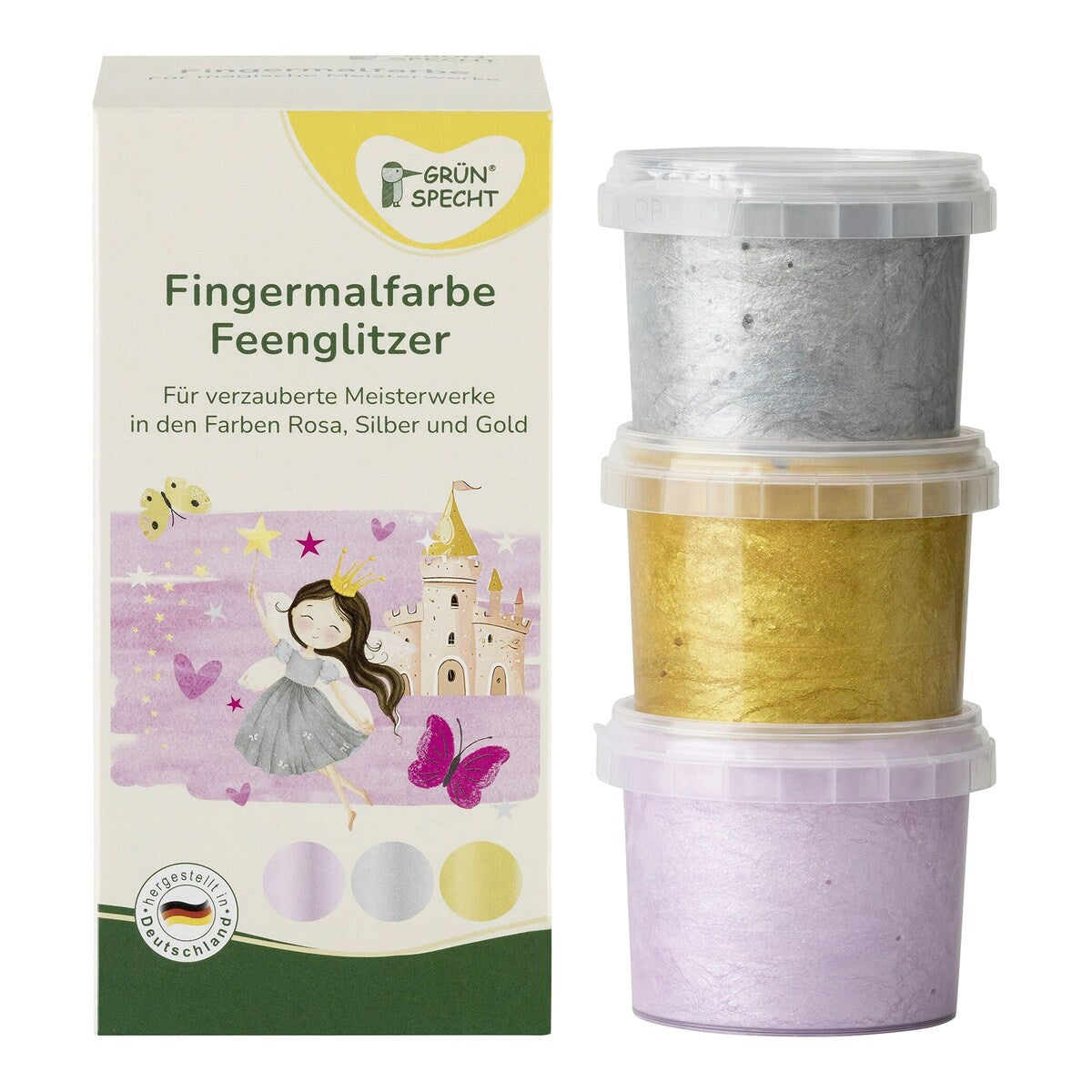 Fingermaling med glitter 3 farger fra 2 år - Grünspecht