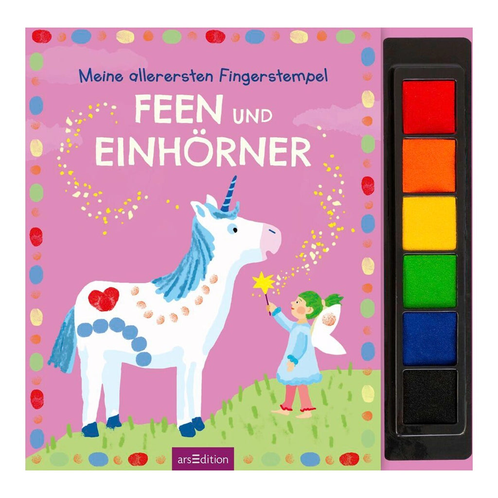 Fingerstempelbok med feer og enhjørninger forside