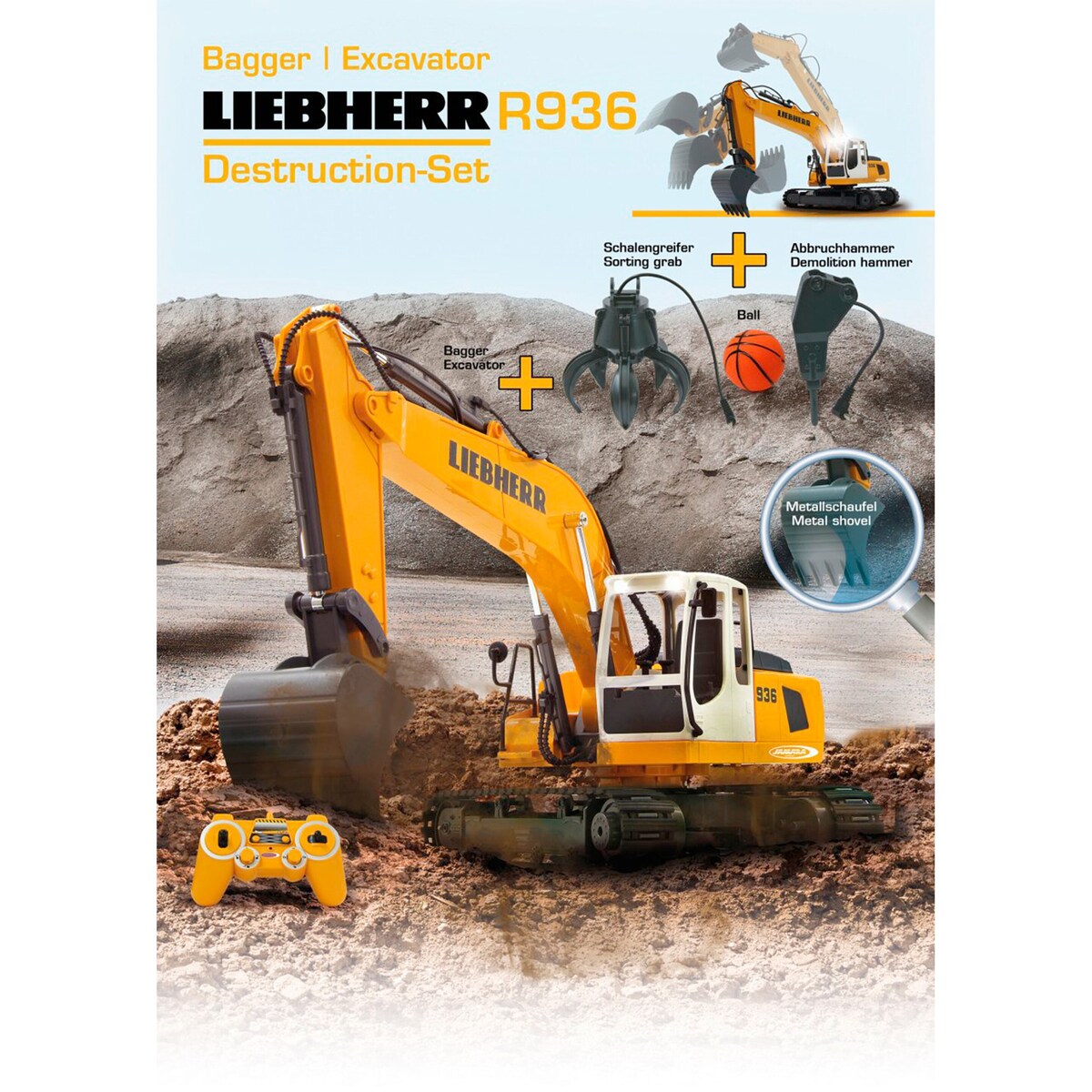 Fjernstyrte gravemaskin Liebherr R936 Destruction-sett med rivningshammer