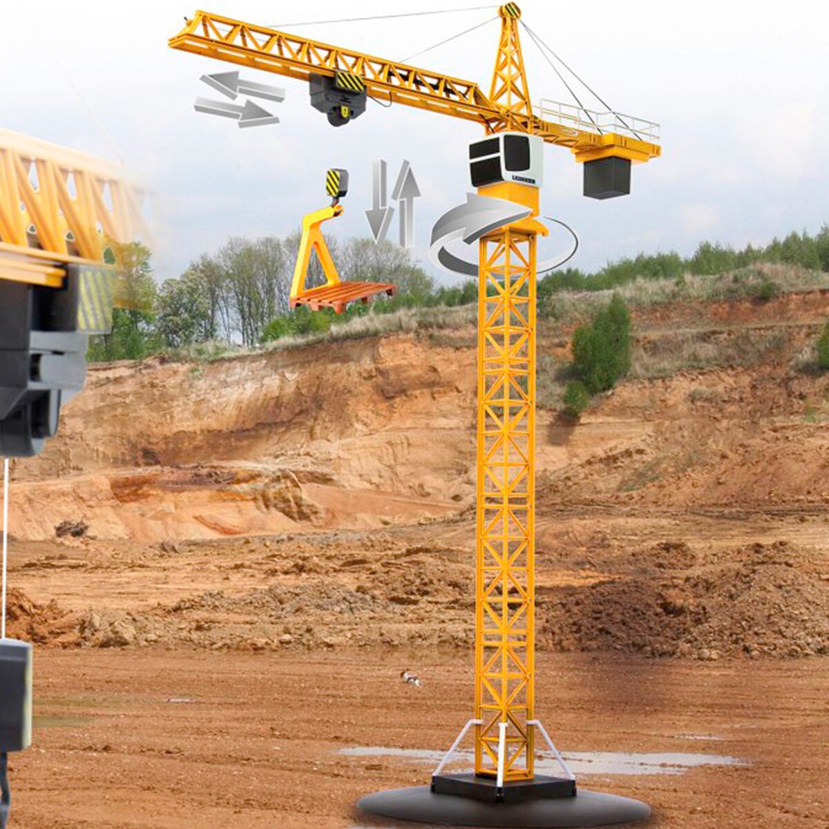 Fjernstyrte tårnkran Liebherr med 2,4 GHz bakside