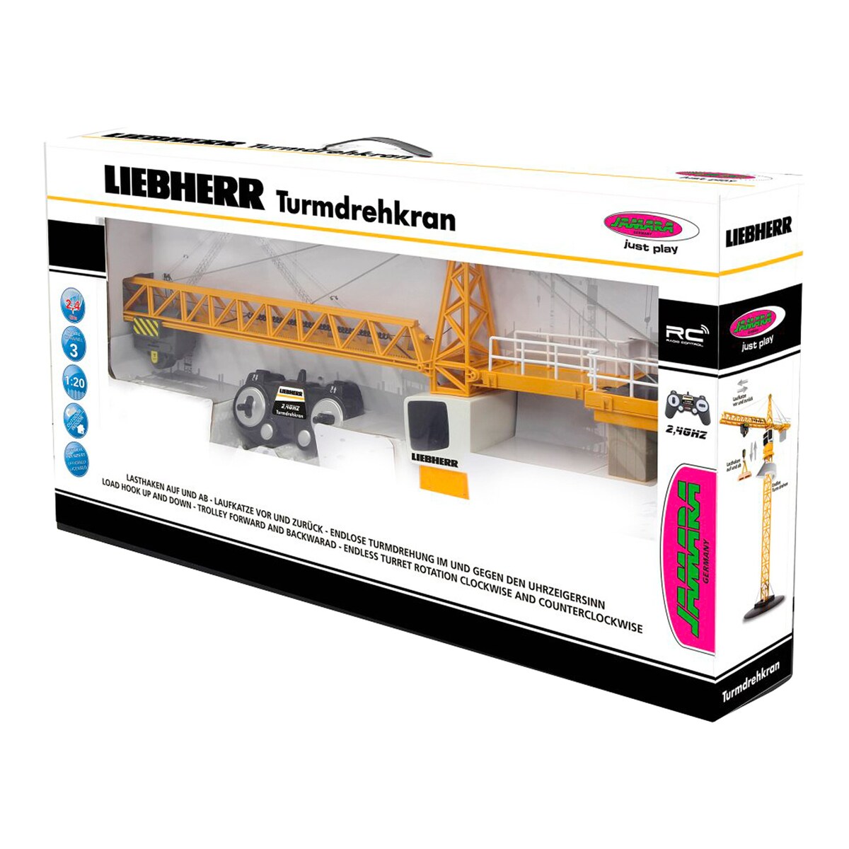 Montert fjernstyrte tårnkran Liebherr med 2,4 GHz i lek