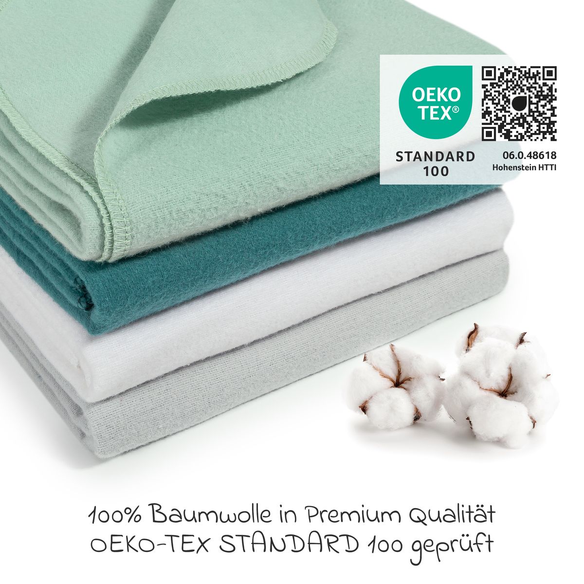 Montert Flanellbleier 4-pack 80 x 80 cm i bomull i bruk