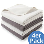 Flanellbleier 4-pack 80 x 80 cm i bomull beige og choco forfra
