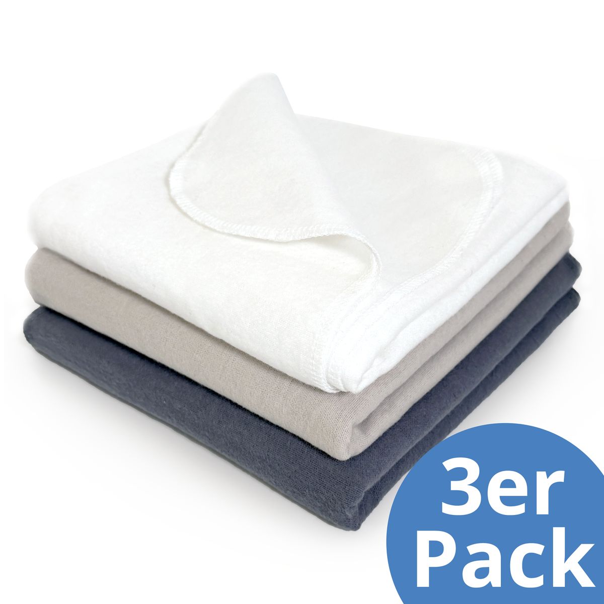 Nærbilde av søm på Flanellbleier 4-pack 80 x 80 cm i bomull beige/choco