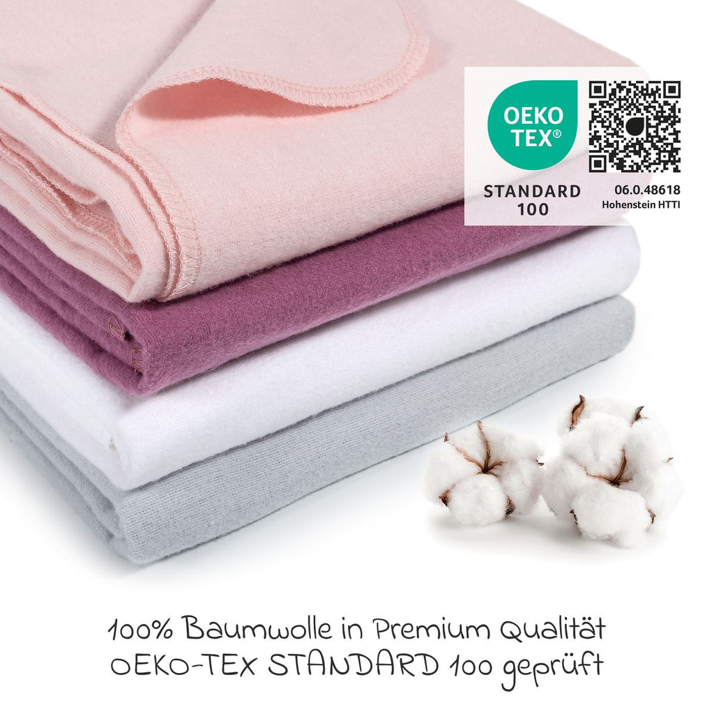 Montert flanellbleier 4-pack 80 x 80 cm i bomull orkidé pudder