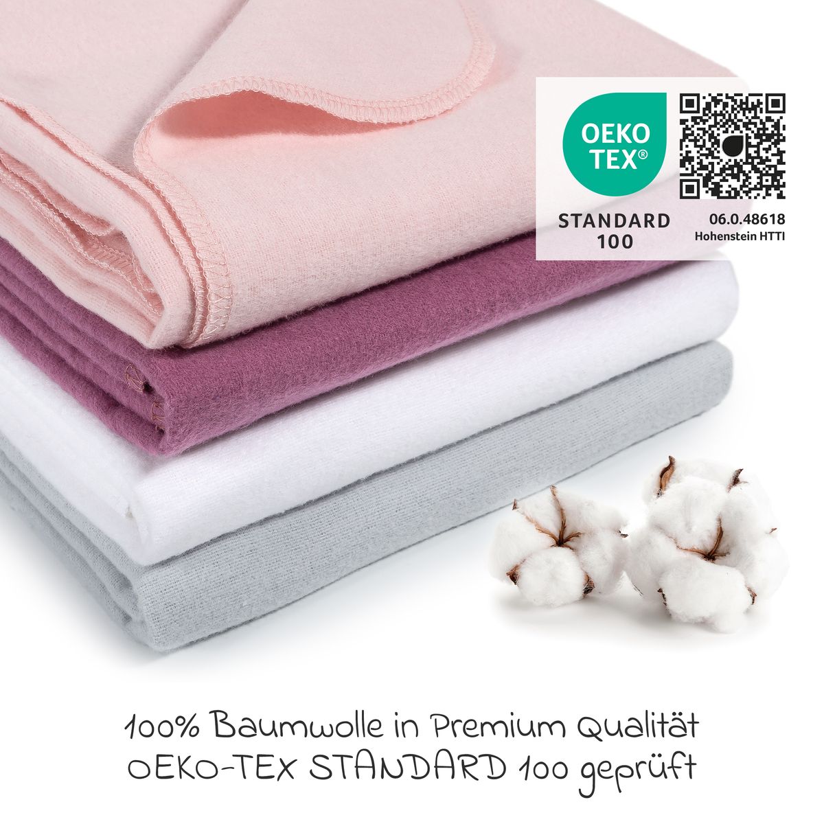 Montert flanellbleier 4-pack 80 x 80 cm i bomull orkidé pudder
