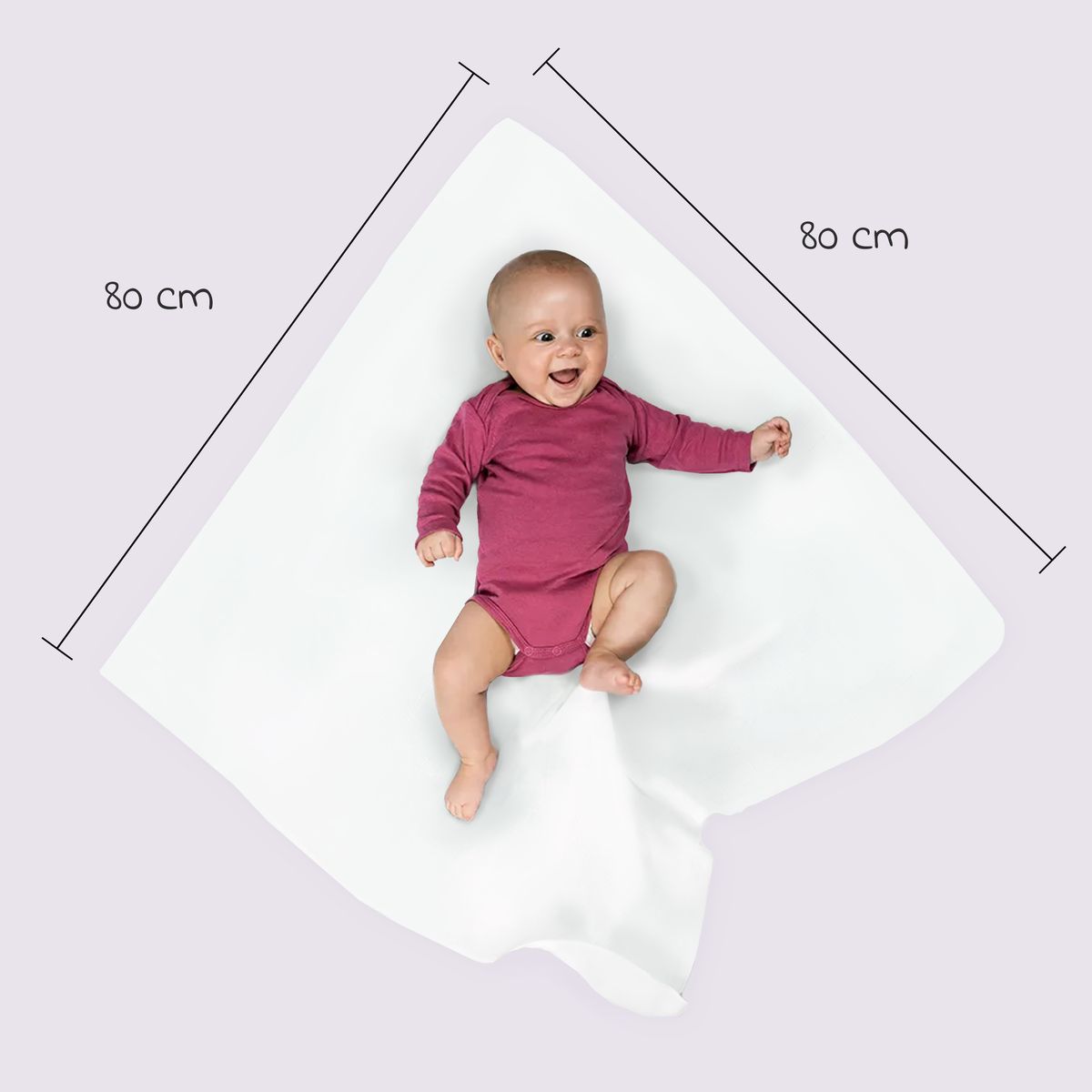 Flanellbleier 4-pack 80 x 80 cm i bomull orkidé pudder sammenlagt
