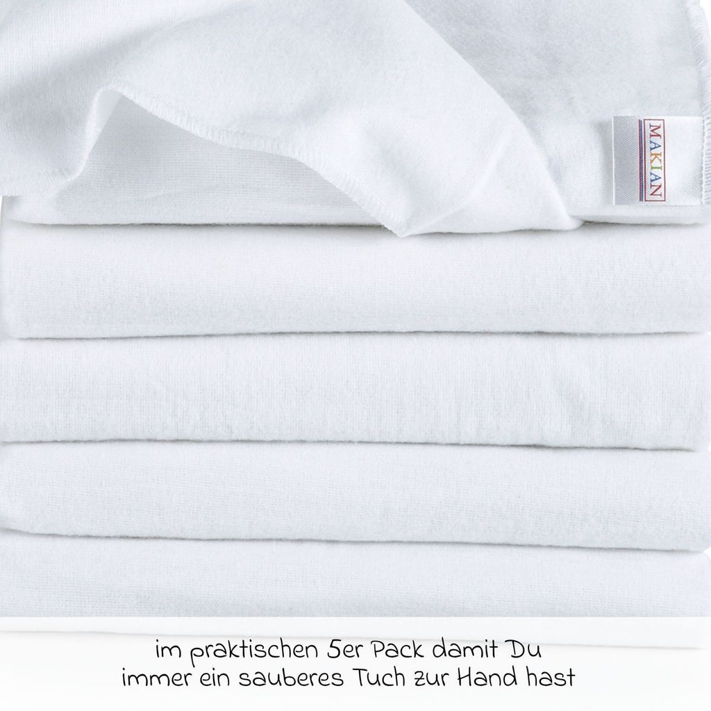 Flanellbleier 5-pack 80 x 80 cm i bomull, hvit pakket