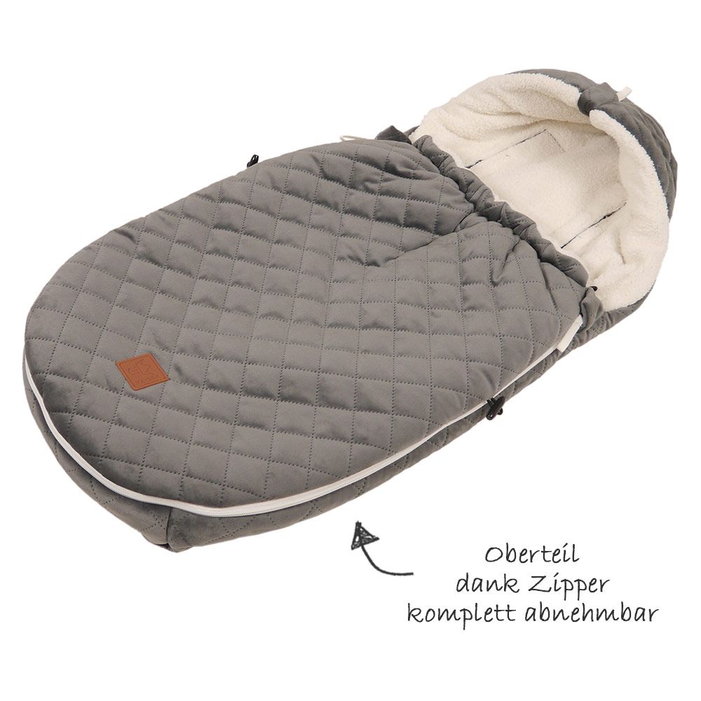 Detaljbilde av fleecefôr i Fleece-kjørepose Velvet Hoody for babystol og bærebag, grå