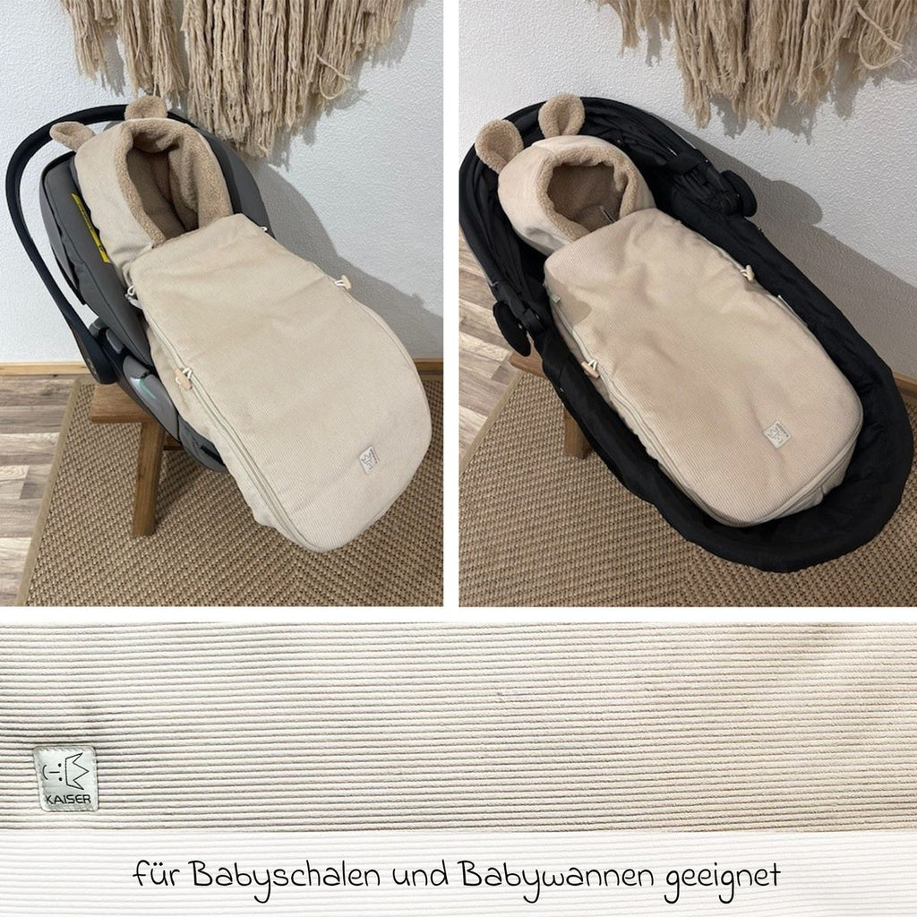 Vaskesymboler på Fleece-vognpose Hima i bomull til bilstol og bærebag Kaiser
