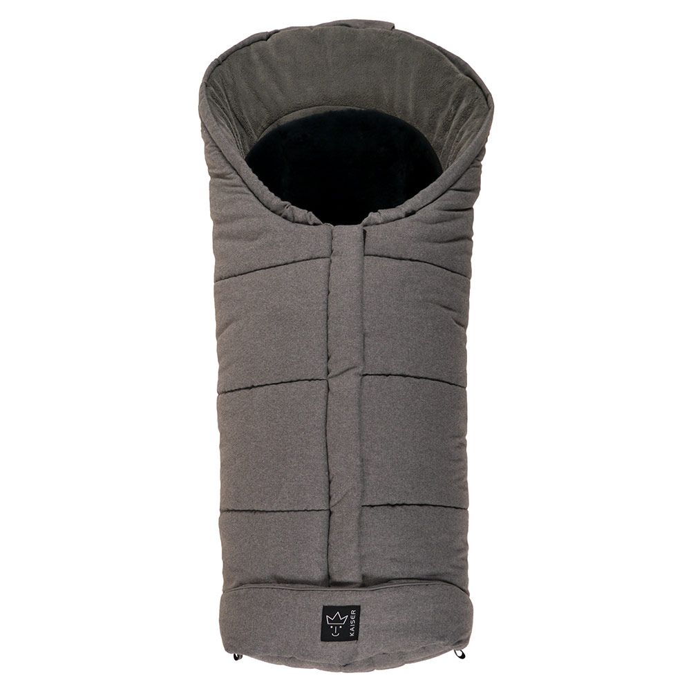 Fleece vognpose med lammeskinnsinnlegg Sheepy, antrasitt forfra