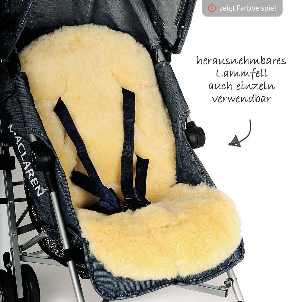 Fleece vognpose med lammeskinnsinnlegg Sheepy, antrasitt foldet sammen