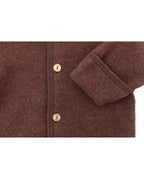 Fleeceoverall i merinoull med hette str 62 68 kanel Engel Natur detalj av materiale