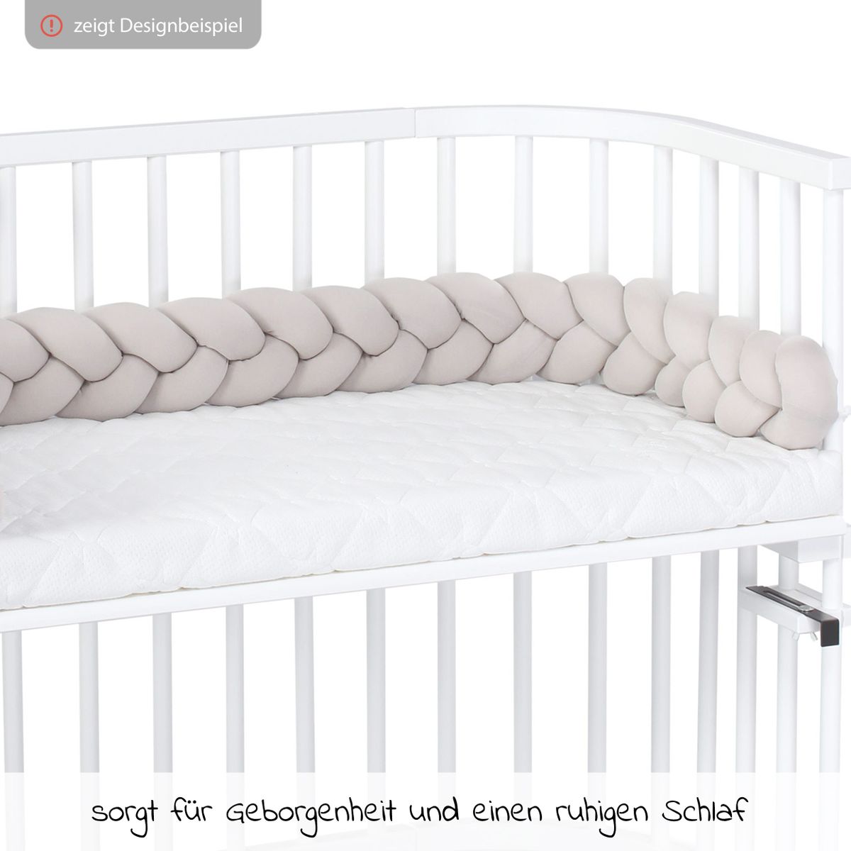 Flettet sengeslange 180 cm for bedside-senger, beige - Babybay montert