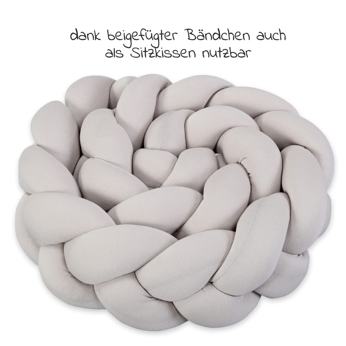 Flettet sengeslange 180 cm for bedside-senger, beige - Babybay side