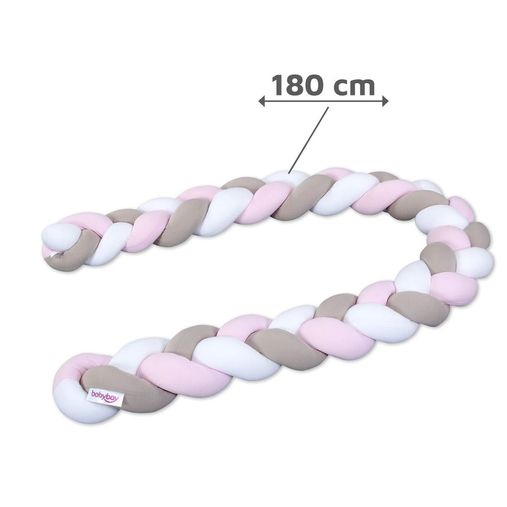 Oversikt av flettet sengeslange 180 cm hvit beige rosé i interiør