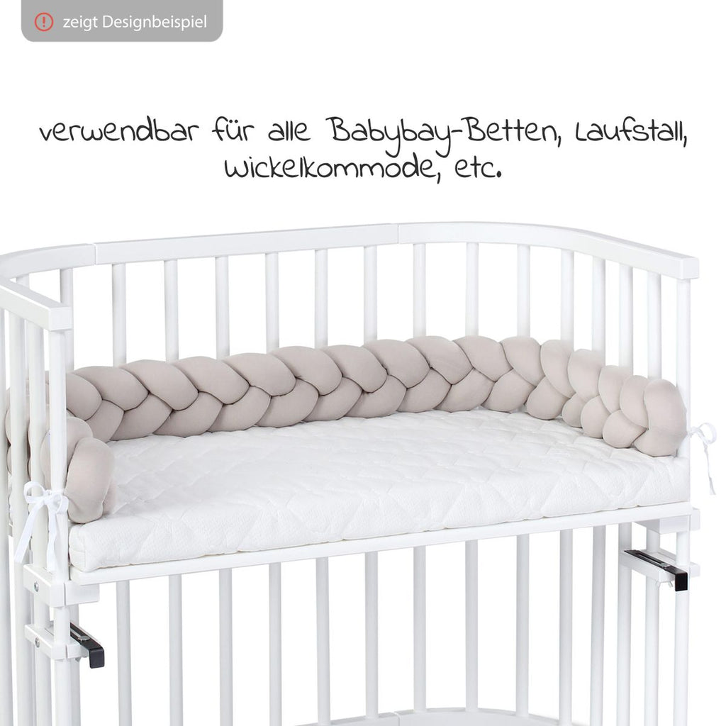Detalj av flettet sengeslange 200 cm for barneseng, beige