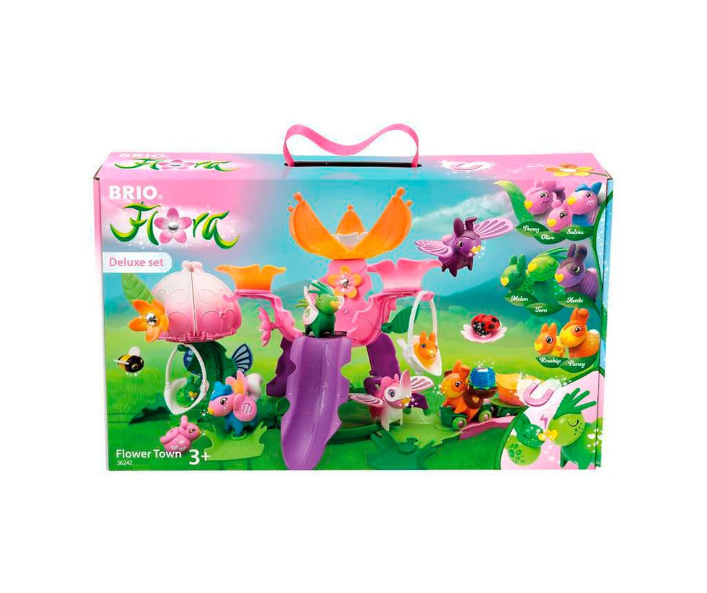 Montert Flora blomsterby deluxe lekesett med 8 figurer