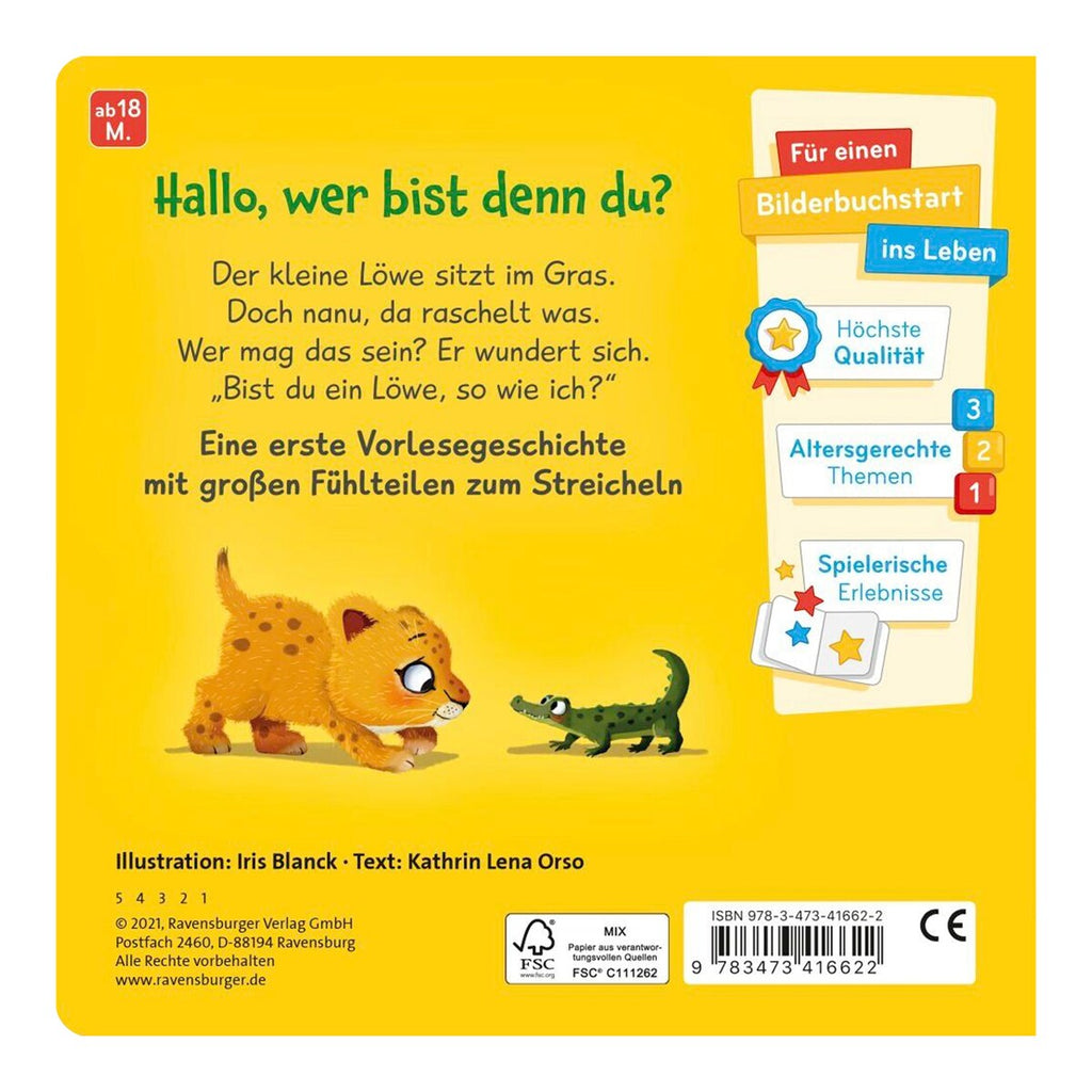 Følebok Er du en løve? med føle-elementer detalj av føle-element