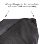 Foldbart beskyttelsestrekk for sykkelvogn svart Qeridoo ventilasjonsdetalj