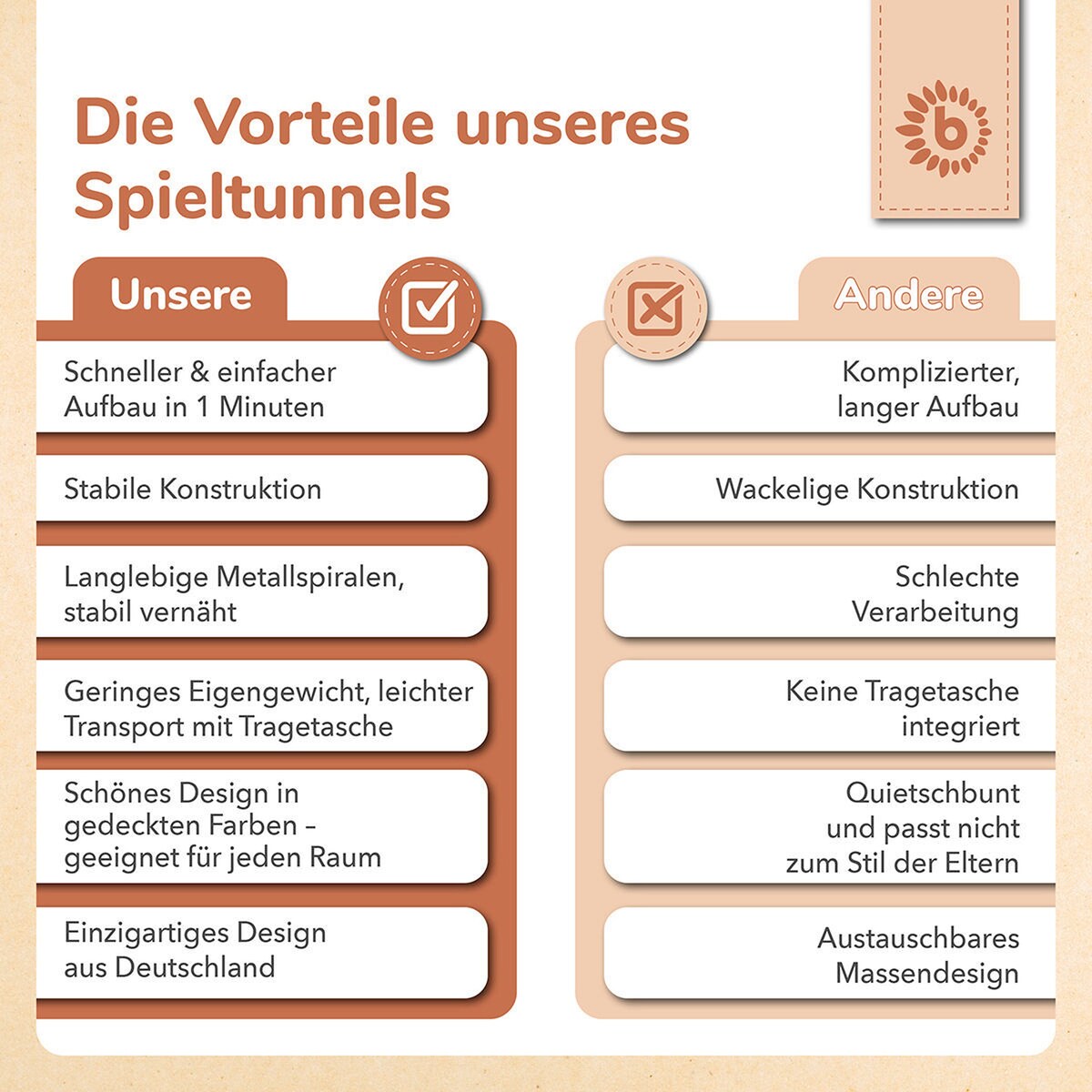 Krabletunnel XXL Vintage Flowers foldet sammen