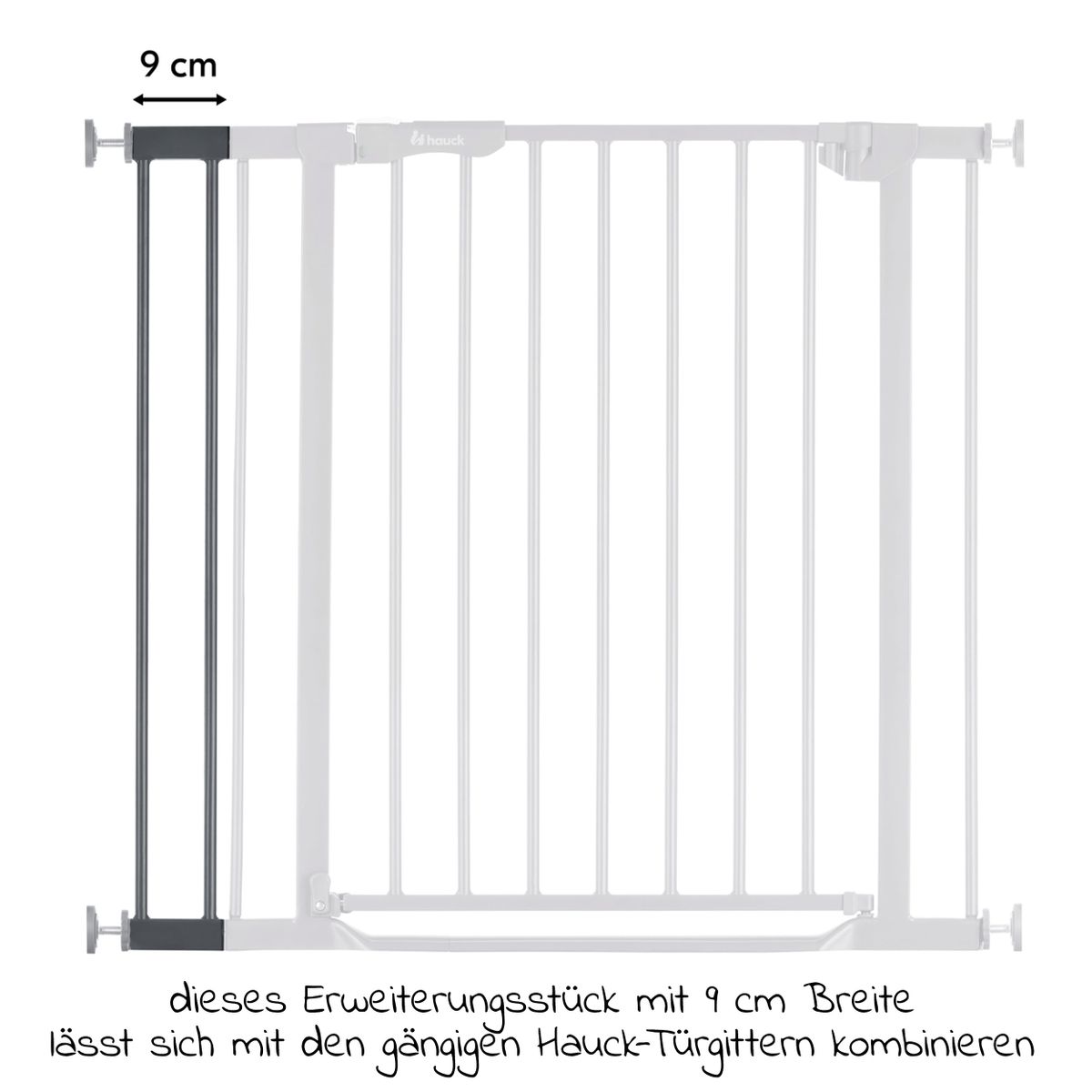Forlengelse til sikkerhetsgrind 9 cm mørk grå Hauck bakside