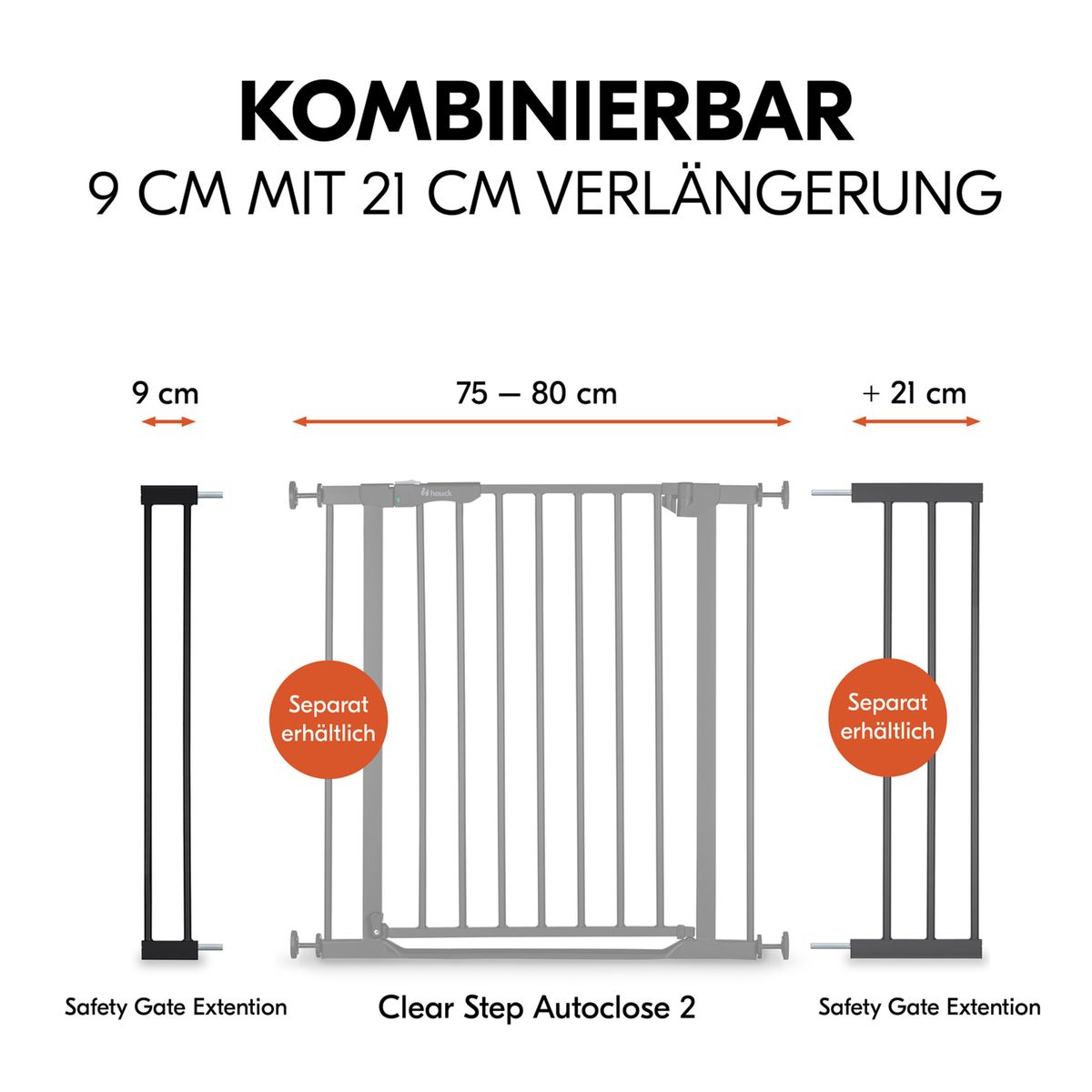 Forlenger til sikkerhetsgrind Safety Gate Extension 9 cm, svart sett fra siden