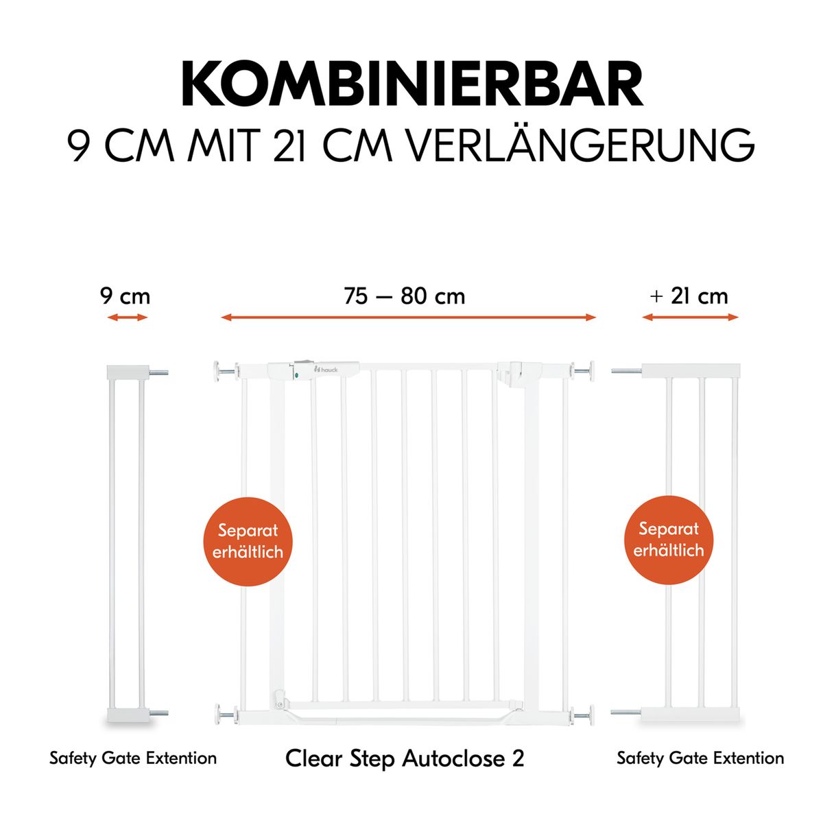 Forlenger til sikkerhetsgrind Safety Gate Extension 9 cm, hvit - Hauck