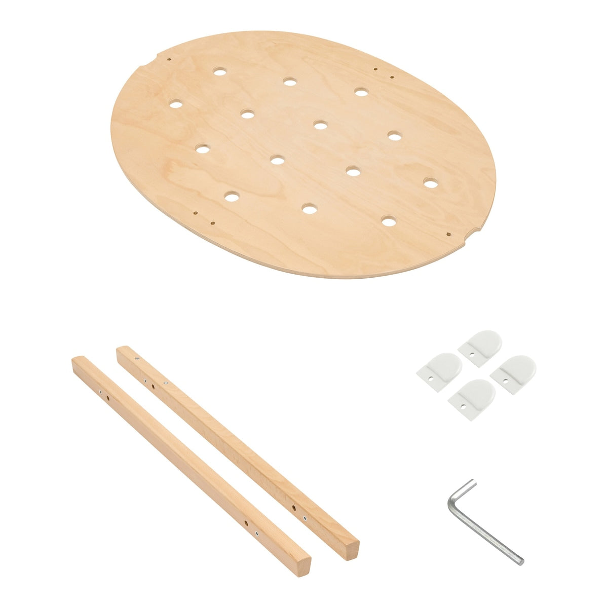 Detalj av trekomponenter i Forminskningssett V3 for Sleepi babyseng