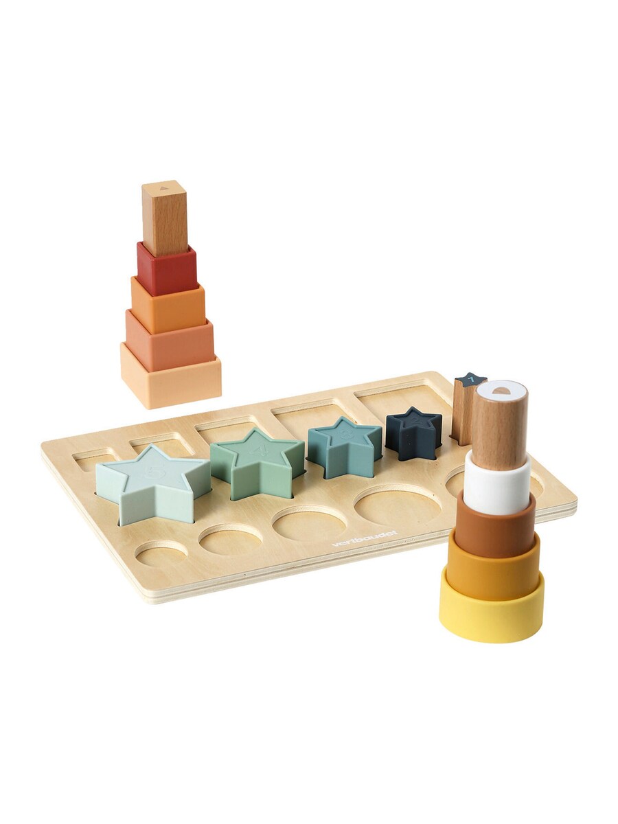 Bakside av Formpuslespill i silikon og tre FSC® 15 deler 27 x 20 cm