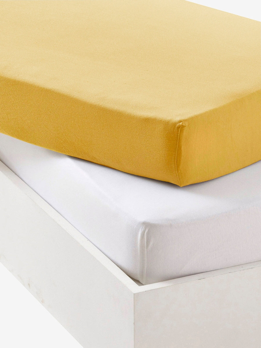 Detalj av stoffet på formsydd laken 2-pack jersey bomull for babyseng